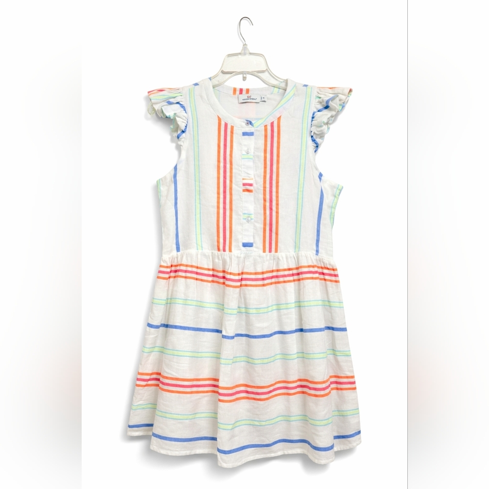 Vineyard Vines Striped Mini Resortwear Dress - Orange, Blue, Green Size 6